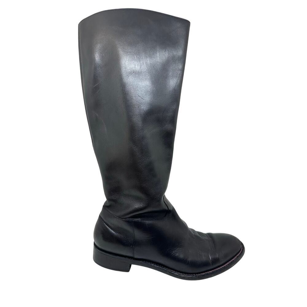 ROBERT CLERGERIE Black Leather Riding Knee Boots France Equestrian Women’s 6.5
